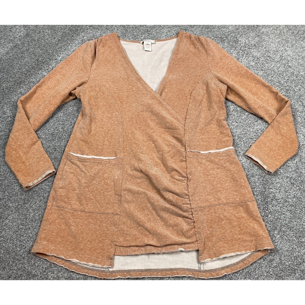 Sundance Sweater Womens Medium Orange Lagenlook Cottage Core Ruched Pockets Top